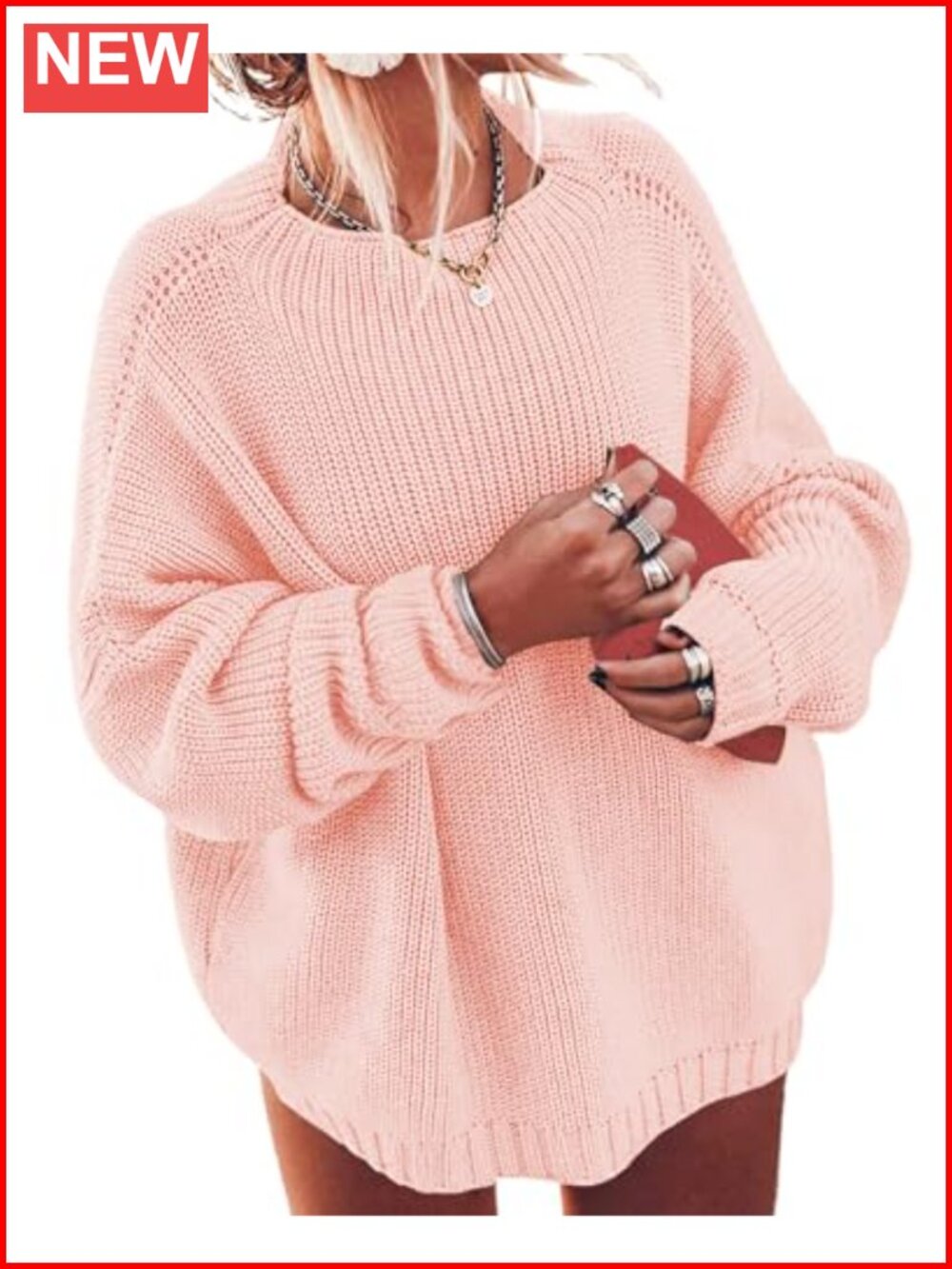 Plus Size Batwing Sleeve Oversized Boat Neck Chunky Knit Pullover Sweater